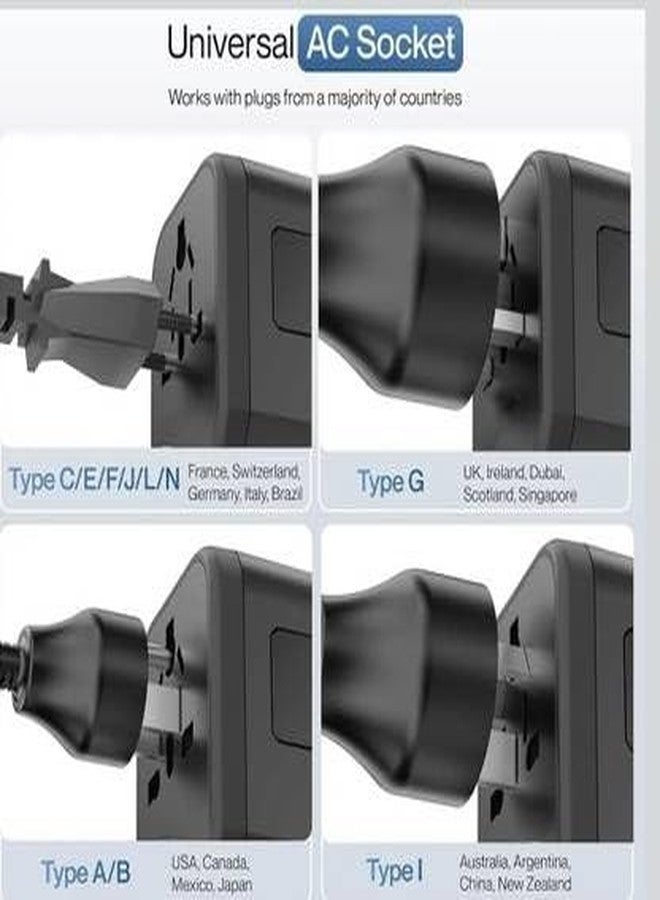 Primate Universal Travel Adapter, All-in-One Worldwide Plug, Compatible with Smartphone, Laptop, Camera, Tablet - Supports 224+ Countries (2025 Model) (Black-2) - Image 3